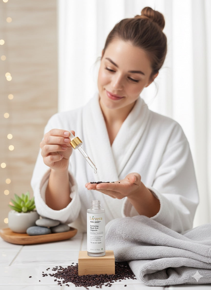 LIVVERA White Rice Peel Shot – Brightening & Gentle Exfoliating Serum