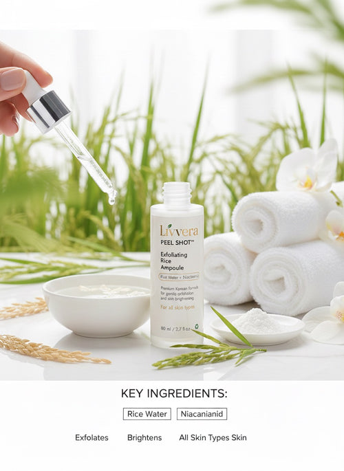 LIVVERA White Rice Peel Shot – Brightening & Gentle Exfoliating Serum