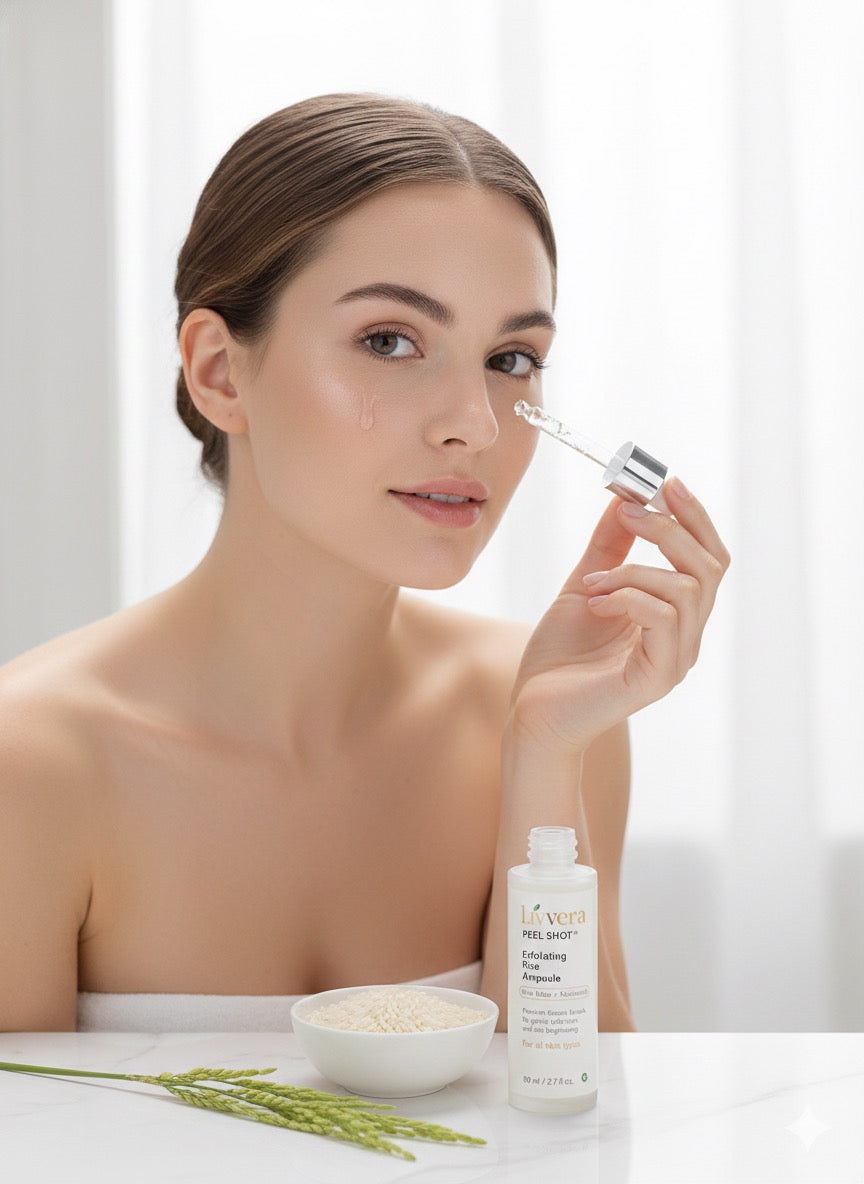 LIVVERA White Rice Peel Shot – Brightening & Gentle Exfoliating Serum