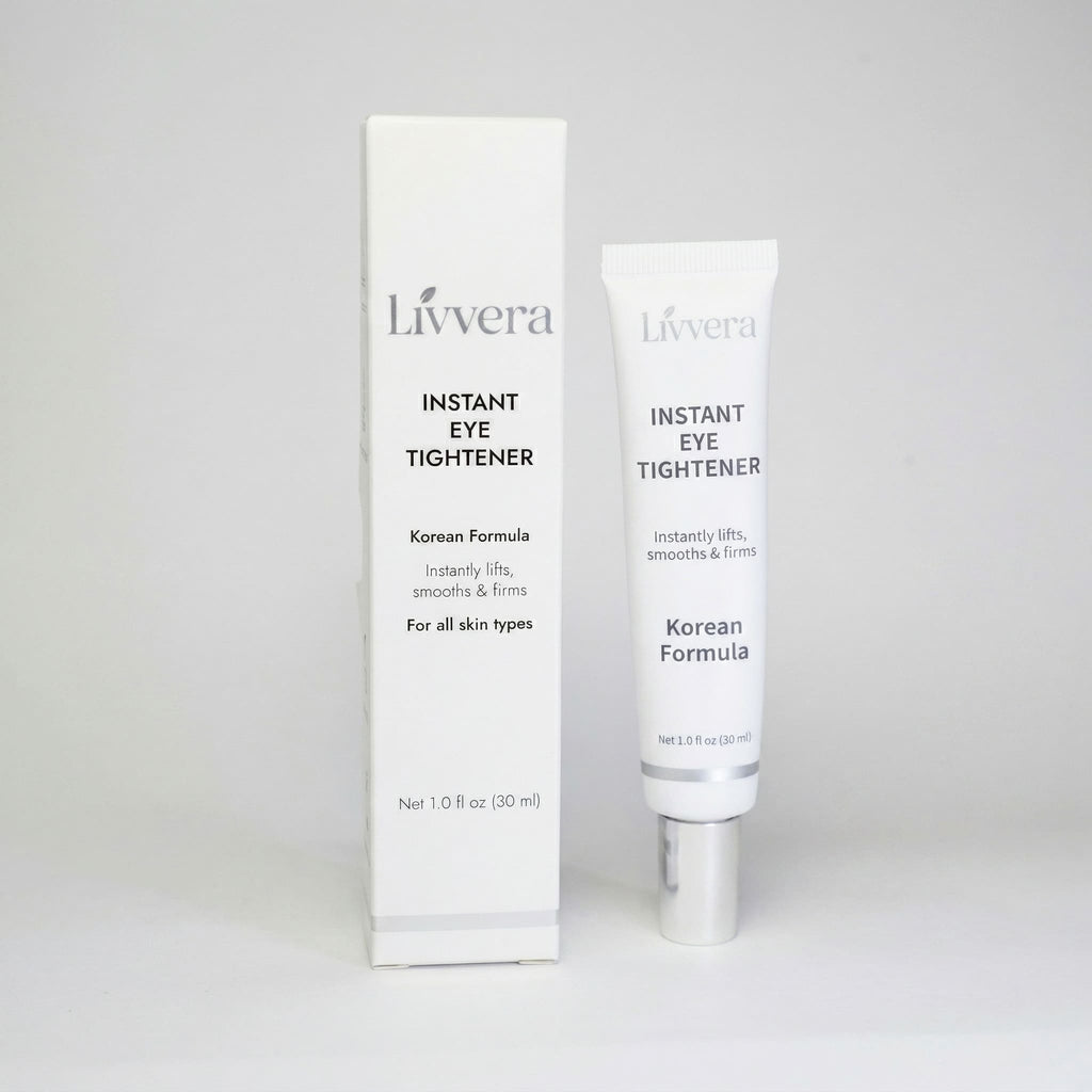 Two bottles of Livvera Instant Eye Tightener on a white background