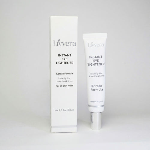 Two bottles of Livvera Instant Eye Tightener on a white background