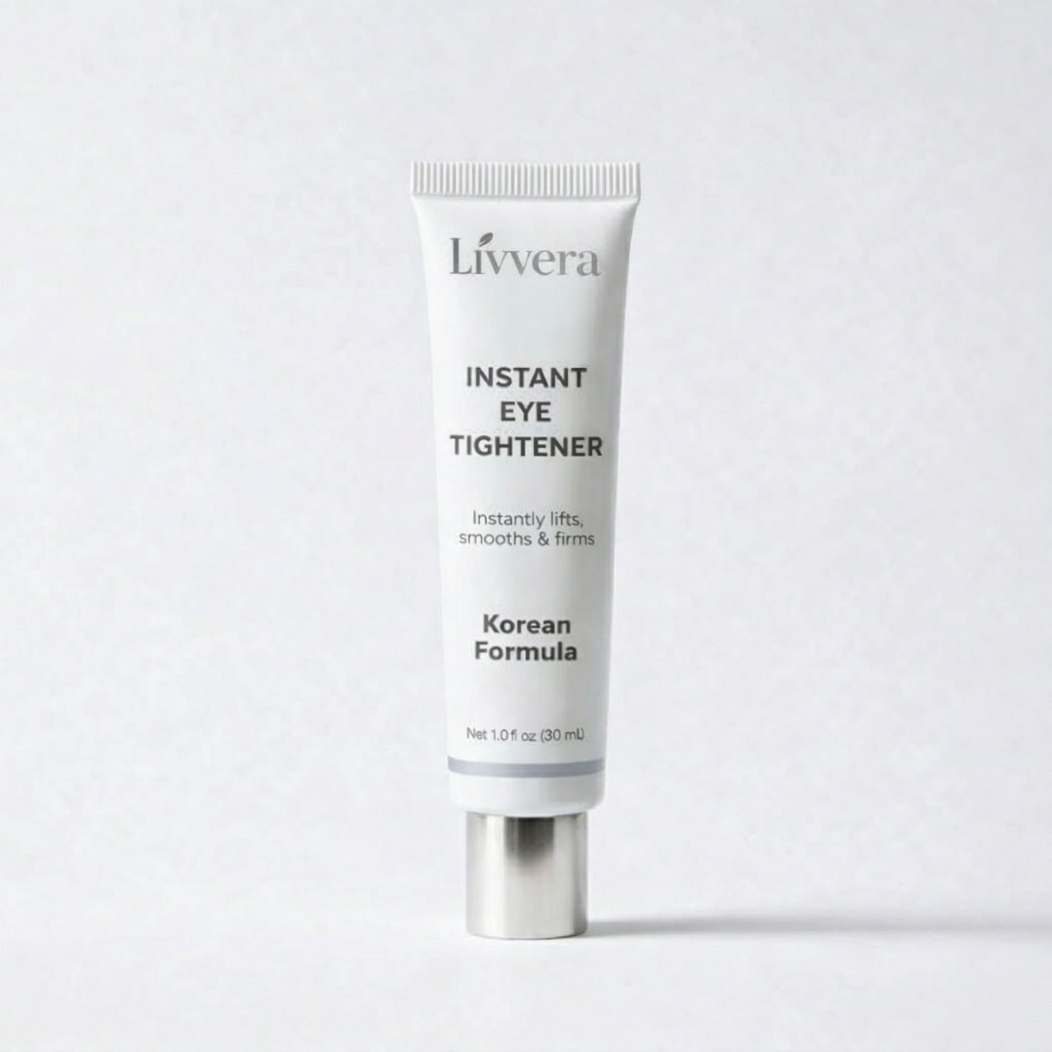 Tube of Livvera Instant Eye Tightener on a white background