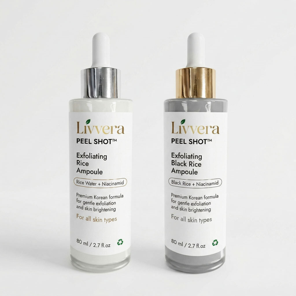 Two Livvera peel shot ampoules on a white background