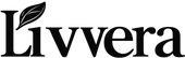 Black 'Livvera' logo with a leaf on a white background